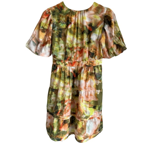 MARIE OLIVER Callie Silk Blend Mini Dress | Garden Yellow | Short Puff Sleeves 4 - Picture 6 of 7